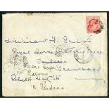 Ascension Great Britain used in Ascension Covers and Cards 1907 (Nov.) envelope with embossed blue