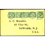 Ascension Great Britain used in Ascension Covers and Cards 1913 (25 Jan.) "Roessler" envelope to US
