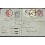 Ascension Great Britain used in Ascension Covers and Cards 1911 (27 Mar.) "Barker" envelope registe