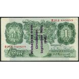 Bank of England, K O Peppiatt, Guernsey overprint £1, ND (1941), serial number B25A 440609, (EPM 23