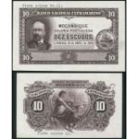 Banco Nacional Ultramarino, Mozambique, obverse and reverse die proofs for 10 escudos, 15 April 194