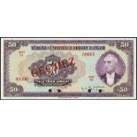 Central Bank of Turkey, specimen 10 lirasi, law of 1930 (1948), red serial number A1 00000, (Pick 1