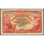 Barclays Bank (Dominion, Colonial and Overseas), 10 shillings, Salisbury, 1 September 1926, blue se