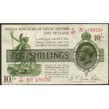 Treasury Series, N F Warren Fisher, 10 shillings, ND (1919), serial number F45 1205216, (EPM T26, 3