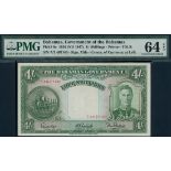 Government of the Bahamas, 4 shillings, ND (1947), serial number A/7 467140, (TBB B108, Pick 9e),