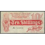 Treasury Series, John Bradbury, 10 shillings, ND (1914), serial number A/3 433836, (EPM T9),