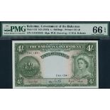 Government of the Bahamas, 4 shillings, ND (1953), serial number A/6 811341, (TBB B112, Pick 13d),