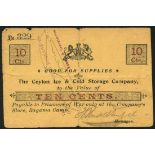 Ragama, overseas Prisoner of War Camp, Ceylon Ice and Cold Storage Company, Ceylon, 10 cents 'GOOD