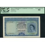 Board of Commissioners of Currency Malaya and British Borneo, $50, 21 March 1953, serial number A/1