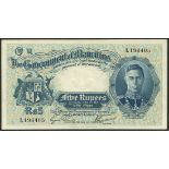 Government of Mauritius, 5 rupees, ND (1937), serial number L196405, (Pick 22),