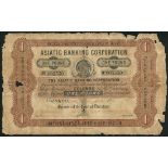 Asiatic Banking Corporation, Ceylon, £1, Colombo, 1 November 1865, serial number 003350, (Pick S102