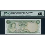 Government of the Bahamas, $5, ND (1965), serial number A 031634, (TBB B119, Pick 20a),