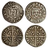 Edward I (1279-1307), New Coinage, Pennies (2), London, Class 1a/1c mule, crowned facing bust, rev.