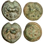 Roman Republic (c.270 BC), AE cast Quadrans, 69.11g, boar running right, three pellets below, rev.