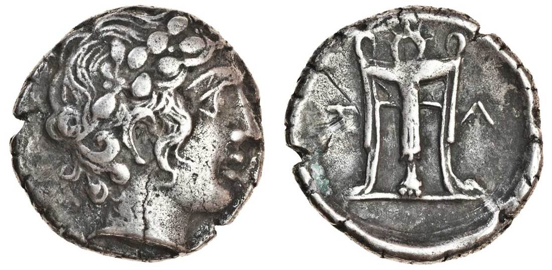 Illyria, Damastion (?) (4th cent. BC), AR Stater, 11.19g, laureate head of Apollo right, rev. tripo