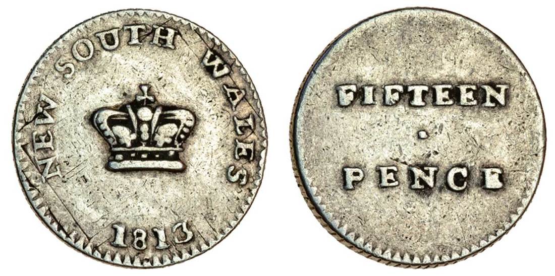 Australia, New South Wales, 15-Pence (Dump), 1813, cut and countermarked coinage, New South Wales,