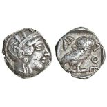 Attica, Athens (c.440-400 BC), AR Tetradrachm, 17.20g, helmeted head of Athena right, rev. ae, owl