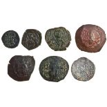 Byzantine bronze coins (7), comprising Manuel I (1143-80), Tetarteron, Thessalonica, Manuel facing,