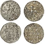 Tripura, Deva Manikya (1526-32), Tankas (2), 10.55, Sk.1449, citing Queen Padmavati, lion facing l