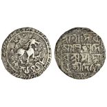 Tripura, Deva Manikya (1526-32), Tanka, 10.24g, Tanka, Sk.1448, citing Queen Padmavati, lion facing