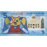 Bank of Scotland, £5 limited edition polymer issue, 17 July 2015, serial number PUDSEY39