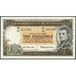 Commonwealth of Australia, 10 shillings (2), ND (1954-60), serial numbers AD21 654366 and (Pick 29)
