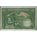 Banco de Angola, specimen 100 angolares, 1 June 1927, serial number A00000, (Pick 75as, TBB B404s),