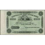 Australian Joint Stock Bank, printer's archival specimen £1, Brisbane, 1 January 1884, serial numbe