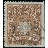 British East Africa 1891 Mombasa Provisionals (Jan.-Feb.) handstamped value, "1 Anna" in dull viole