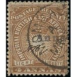 British East Africa 1891 Mombasa Provisionals (Jan.-Feb.) handstamped value, "1 Anna" in dull viole