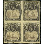 Ascension 1924-33 Issue 4d. grey-black and black on yellow block of four,