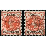 Bechuanaland Bechuanaland Protectorate 1890 ½d. vermilion with trial overprint 15mm. long,