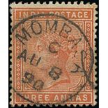 British East Africa 1890 (July-Nov.) stamps of India cancelled at Mombasa, 1882 3a. orange with a