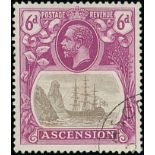 Ascension 1924-33 Issue 6d. grey-black and light purple, variety broken mainmast,