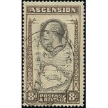 Ascension Later Issues 1934 8d. black and sepia, variety teardrop flaw,