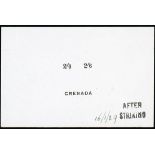 Grenada 1921-33 Watermark Script CA 2/6d. die proof of name and value in black on surfaced card (92