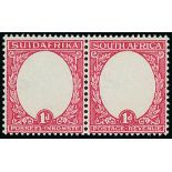 South Africa 1930-44 1d. Type I horizontal pair with watermark inverted, variety vignette omitted,