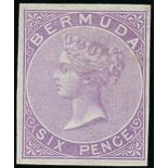 Bermuda 1865-1903 Issue Imperforate Plate Proofs 6d. dull mauve on CC watermarked paper, good to la