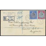 Bermuda 1922 (9 Aug.) envelope registered from St. Georges to London, bearing 1918-22 2/- and 2/6d