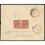 Maldive Islands 1906 (3 Oct.) very slightly truncated envelope to Colombo bearing, on reverse,
