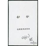 Grenada 1921-33 Watermark Script CA 4d. die proof of name and value in black on glazed card (39x60m
