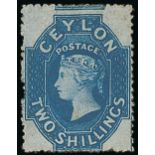 1861-64 Watermark Star Issue Rough perf 14 to 15½ 2/- deep dull blue, unused without gum, fine.