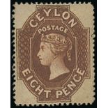 1861-64 Watermark Star Issue Clean-cut and Intermediate perf 14 to 15½ 8d. brown, clean-cut perfora