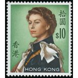 Hong Kong 1962-73 $10 on glazed paper, fine mint.