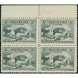 Australia 1932 Bridge 5/- blue green block of four from the top of the sheet,