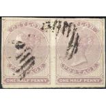 1857 (Oct.) - 64 No Watermark, Glazed Paper, Half Penny Imperforate, White Paper Light pinkish lila