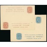 Grenada Postal Stationery Post Cards 1881 Perkins, Bacon proof impressions of 1d. in slate-blue and