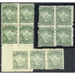 New Zealand Mount Cook Half Penny 1901 Thin, Hard "Basted Mills" Paper, Mixed Perforations Green ho