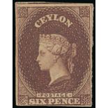 1857-59 White Paper, Watermark Star, Imperforate Issued Stamps 6d. purple-brown with small to large