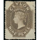 1861-64 Watermark Star Issue Rough perf 14 to 15½ 9d. deep brown unused with small part original gu